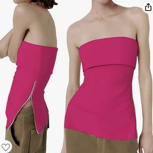 Strapless Bandeau-style Top with Zip Detail